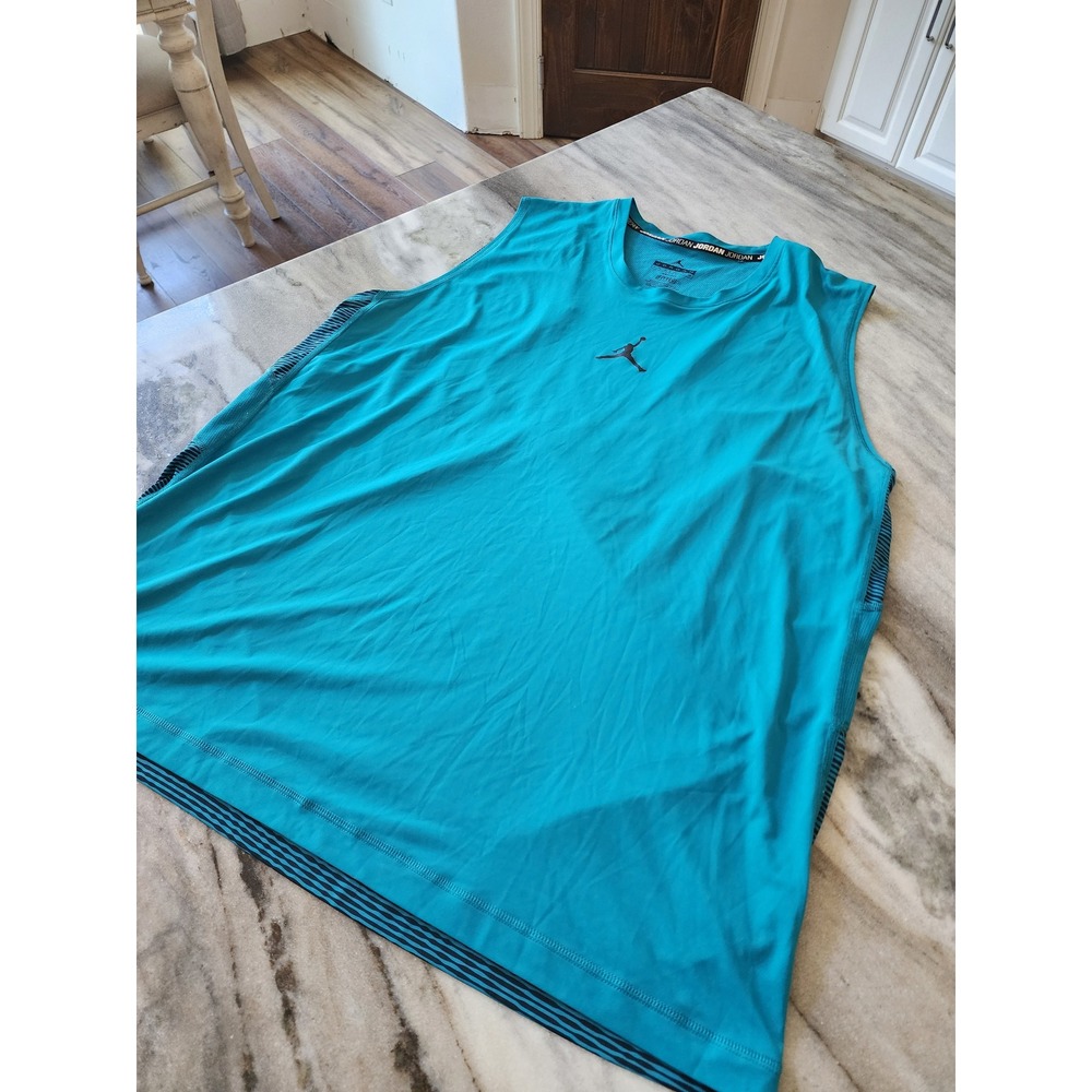 Jordan Training Dri-FIT Fitted Sleeveless Tank Top Teal Blue Mens XXL